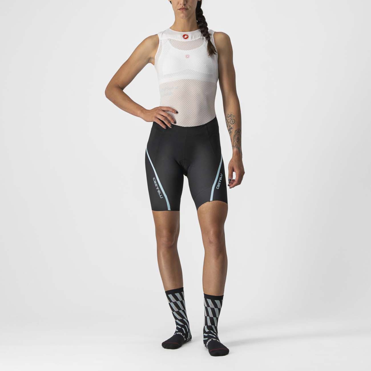 
                CASTELLI Cyklistické kalhoty krátké bez laclu - VELOCISSIMA 3 LADY - černá/světle modrá
            