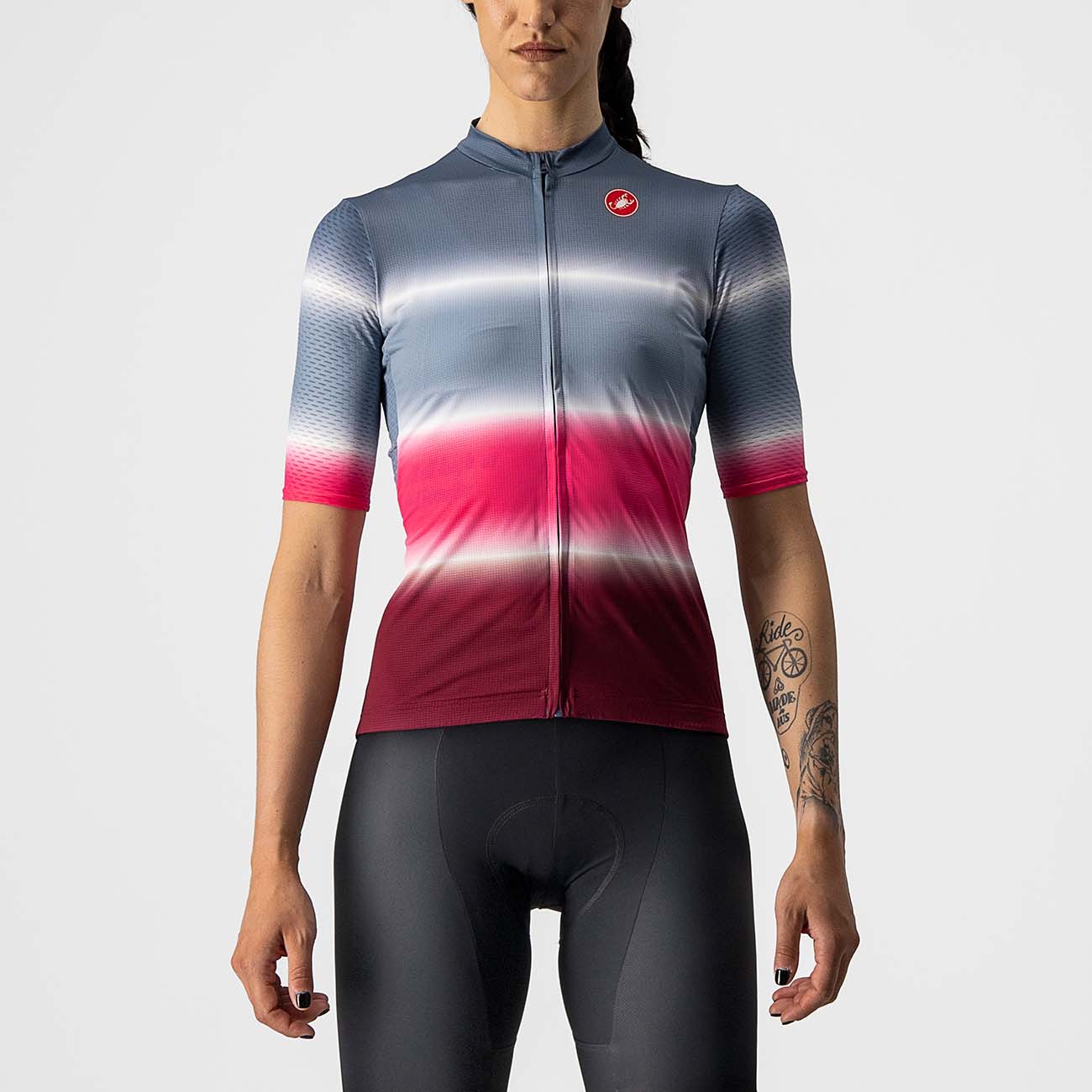 
                CASTELLI Cyklistický dres s krátkým rukávem - DOLCE LADY - bordó/modrá/červená XS
            