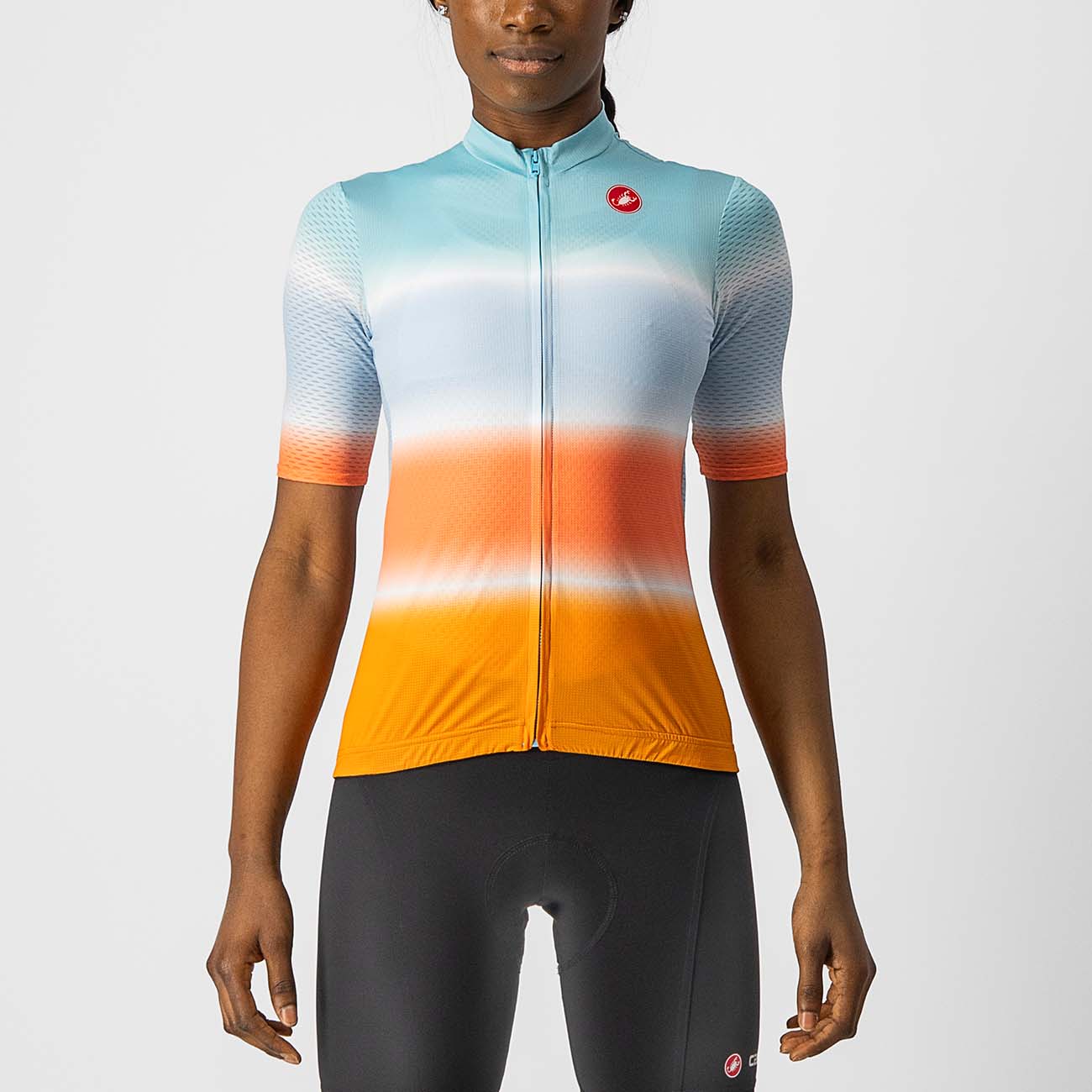 
                CASTELLI Cyklistický dres s krátkým rukávem - DOLCE LADY - oranžová/modrá L
            