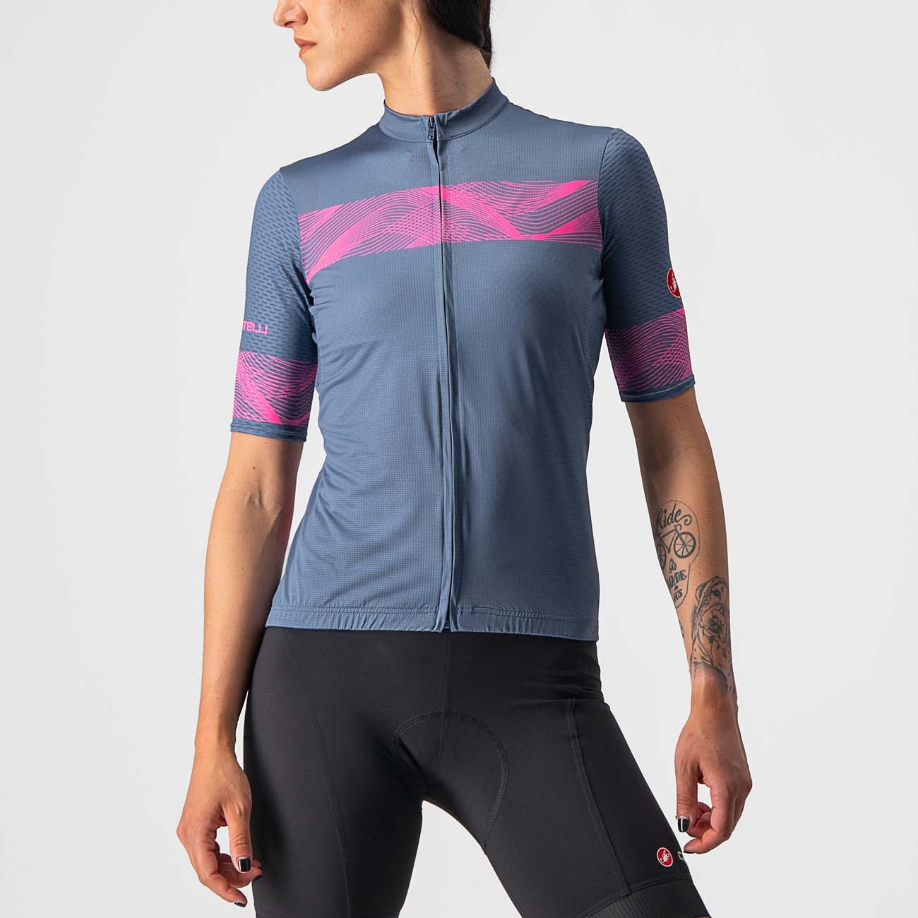 
                CASTELLI Cyklistický dres s krátkým rukávem - FENICE LADY - modrá/růžová S
            