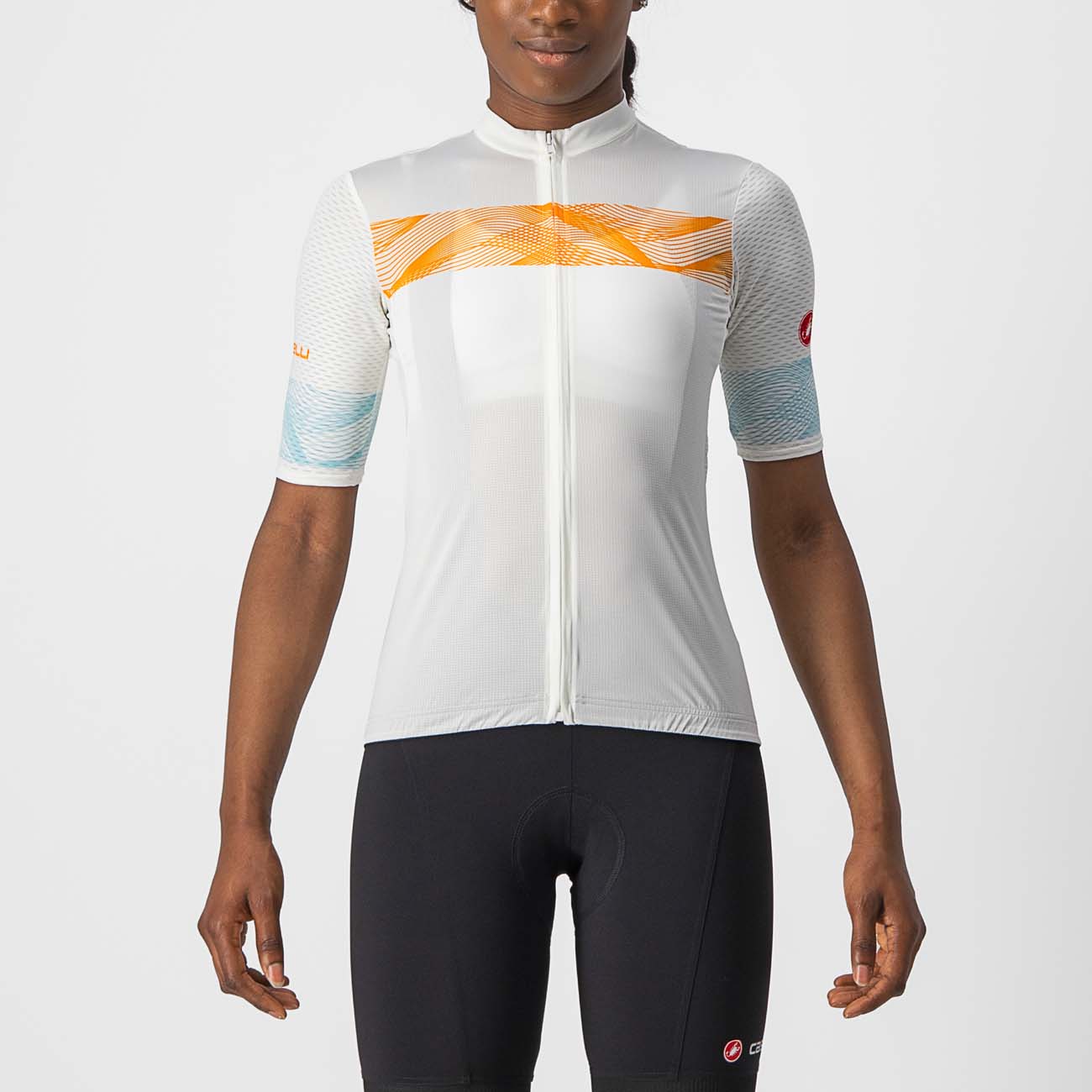 CASTELLI Cyklistický dres s krátkým rukávem - FENICE LADY - béžová/oranžová/ivory L