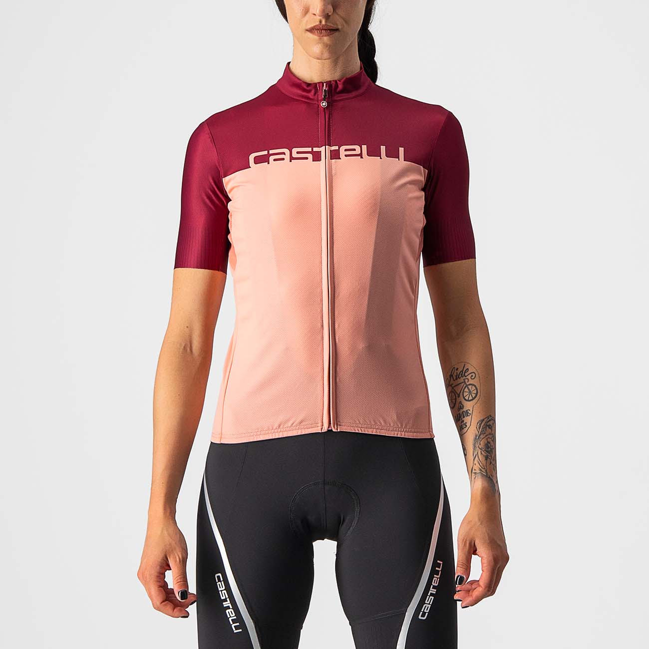 
                CASTELLI Cyklistický dres s krátkým rukávem - VELOCISSIMA LADY - bordó/růžová
            