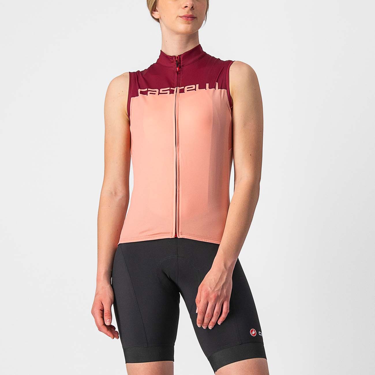 
                CASTELLI Cyklistický dres bez rukávů - VELOCISSIMA LADY - růžová/bordó XL
            