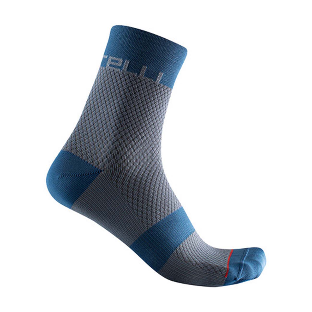 
                CASTELLI Cyklistické ponožky klasické - VELOCISSIMA 12 LADY - šedá/modrá
            