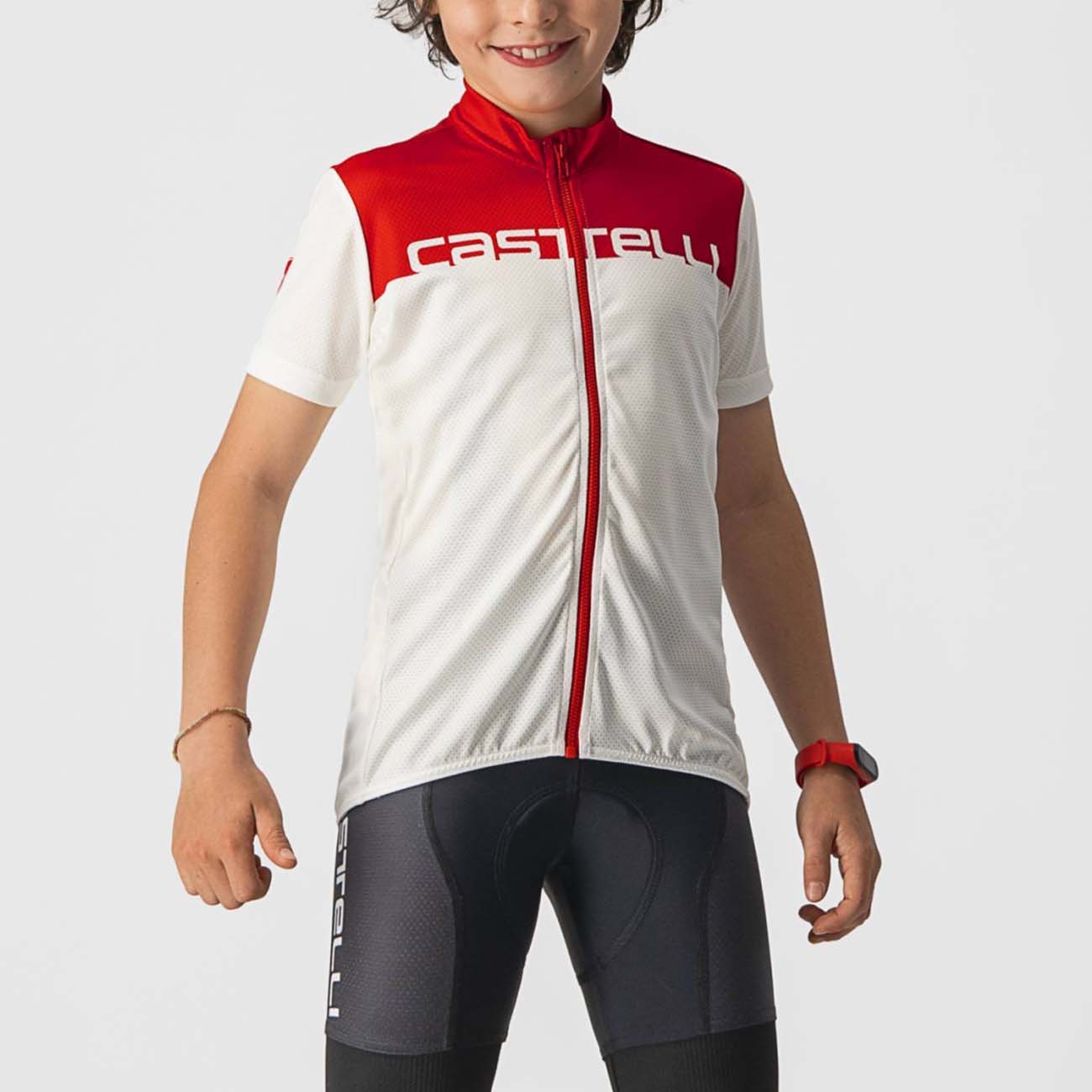 
                CASTELLI Cyklistický dres s krátkým rukávem - NEO PROLOGO KIDS - bílá/červená 6Y
            