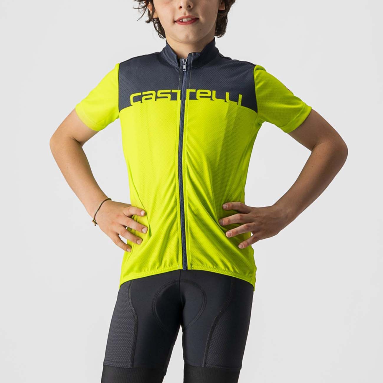 
                CASTELLI Cyklistický dres s krátkým rukávem - NEO PROLOGO KIDS - žlutá/modrá
            