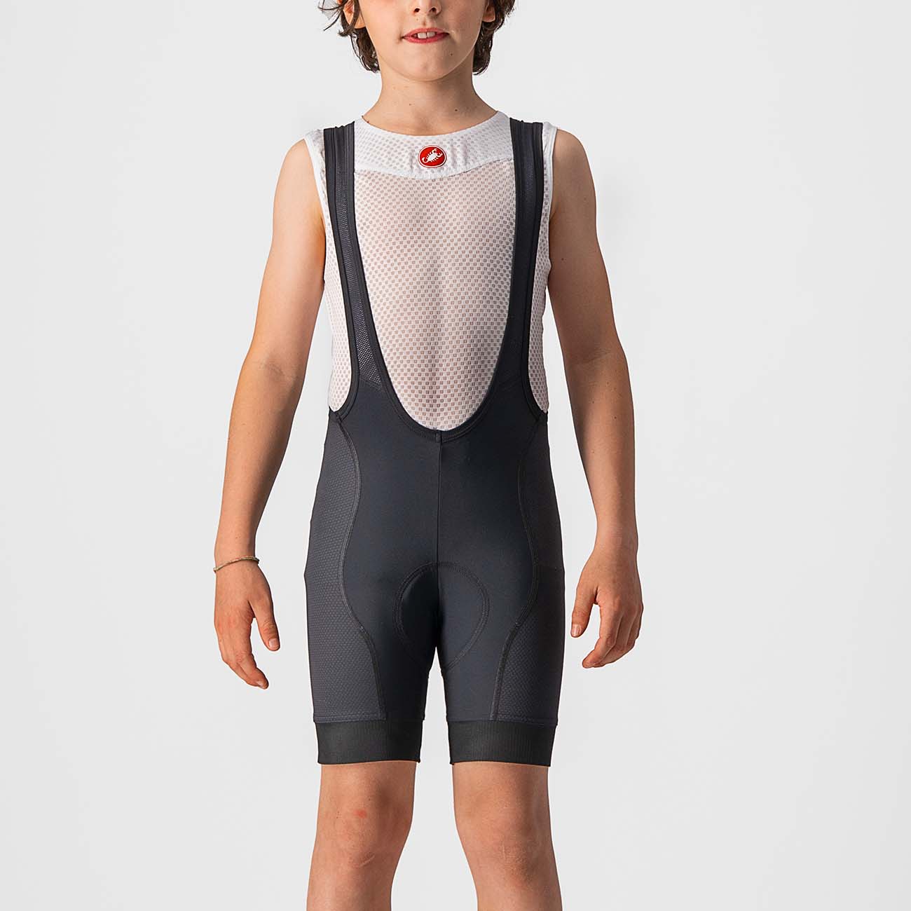 
                CASTELLI Cyklistické kalhoty krátké s laclem - COMPETIZION KIDS - černá
            