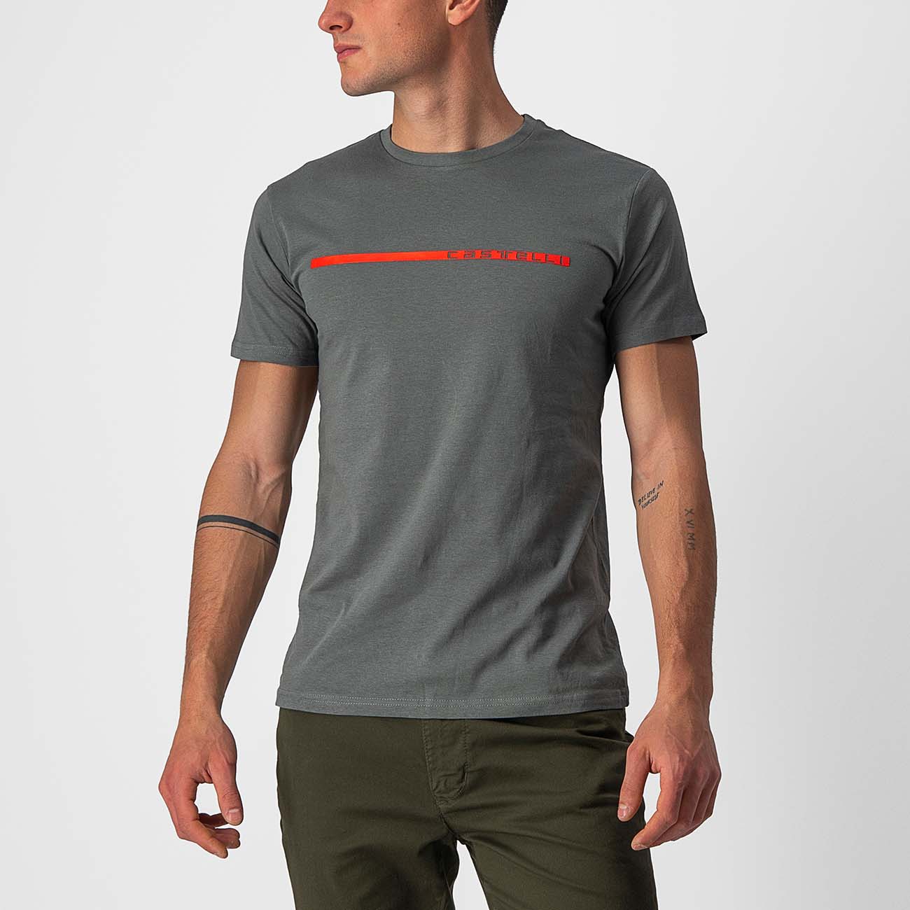 
                CASTELLI Cyklistické triko s krátkým rukávem - VENTAGLIO TEE - šedá/červená XL
            