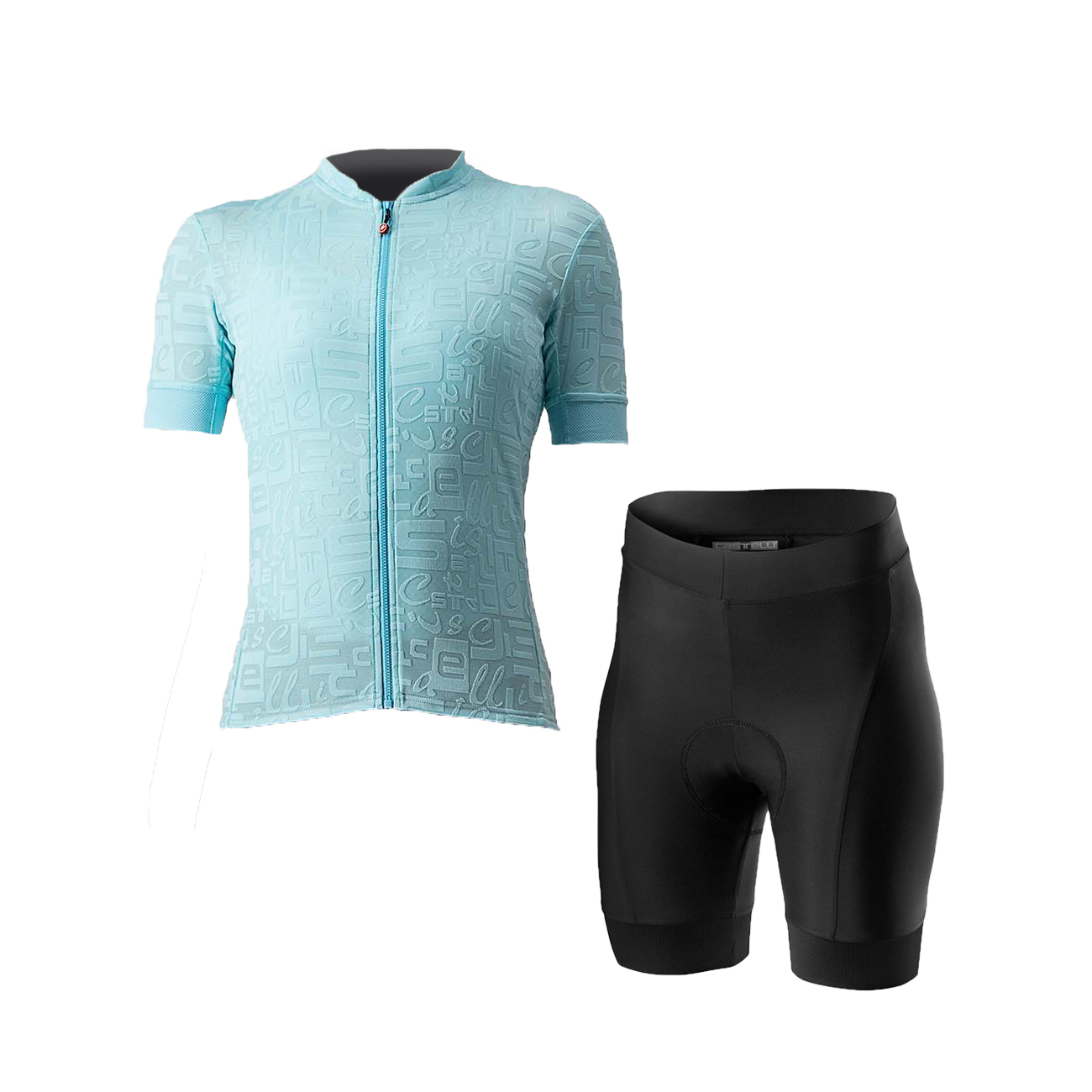 
                CASTELLI Cyklistický krátký dres a krátké kalhoty - PROMESSA J. LADY - černá/světle modrá
            
