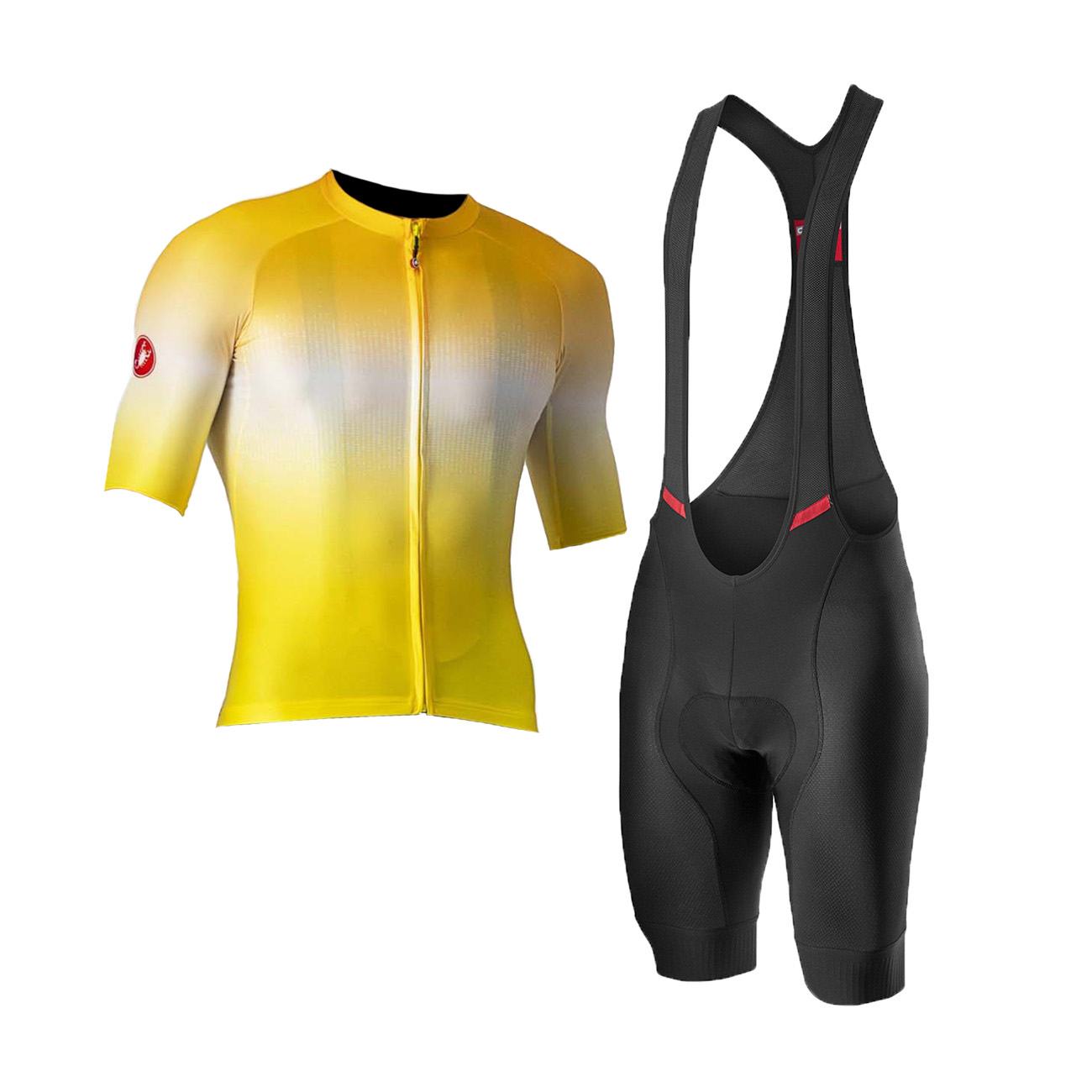 
                CASTELLI Cyklistický krátký dres a krátké kalhoty - AERO RACE 6.0 - žlutá/černá
            