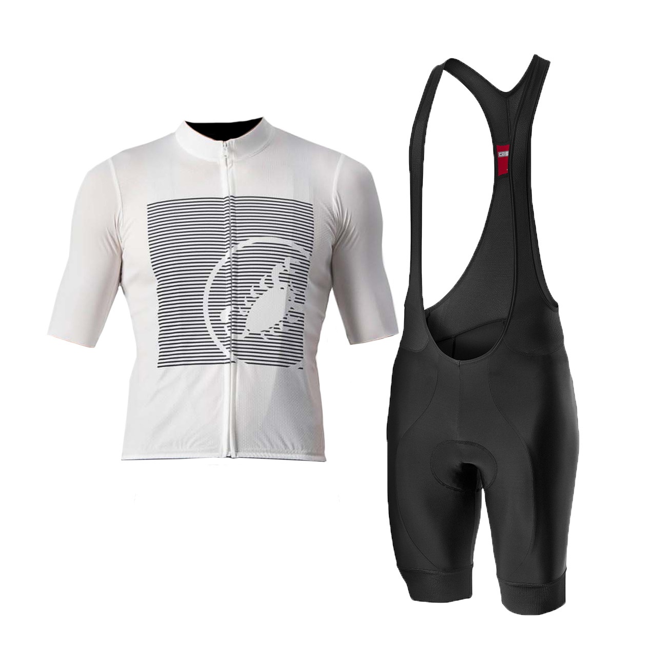 
                CASTELLI Cyklistický krátký dres a krátké kalhoty - BAGARRE - ivory/modrá/černá
            