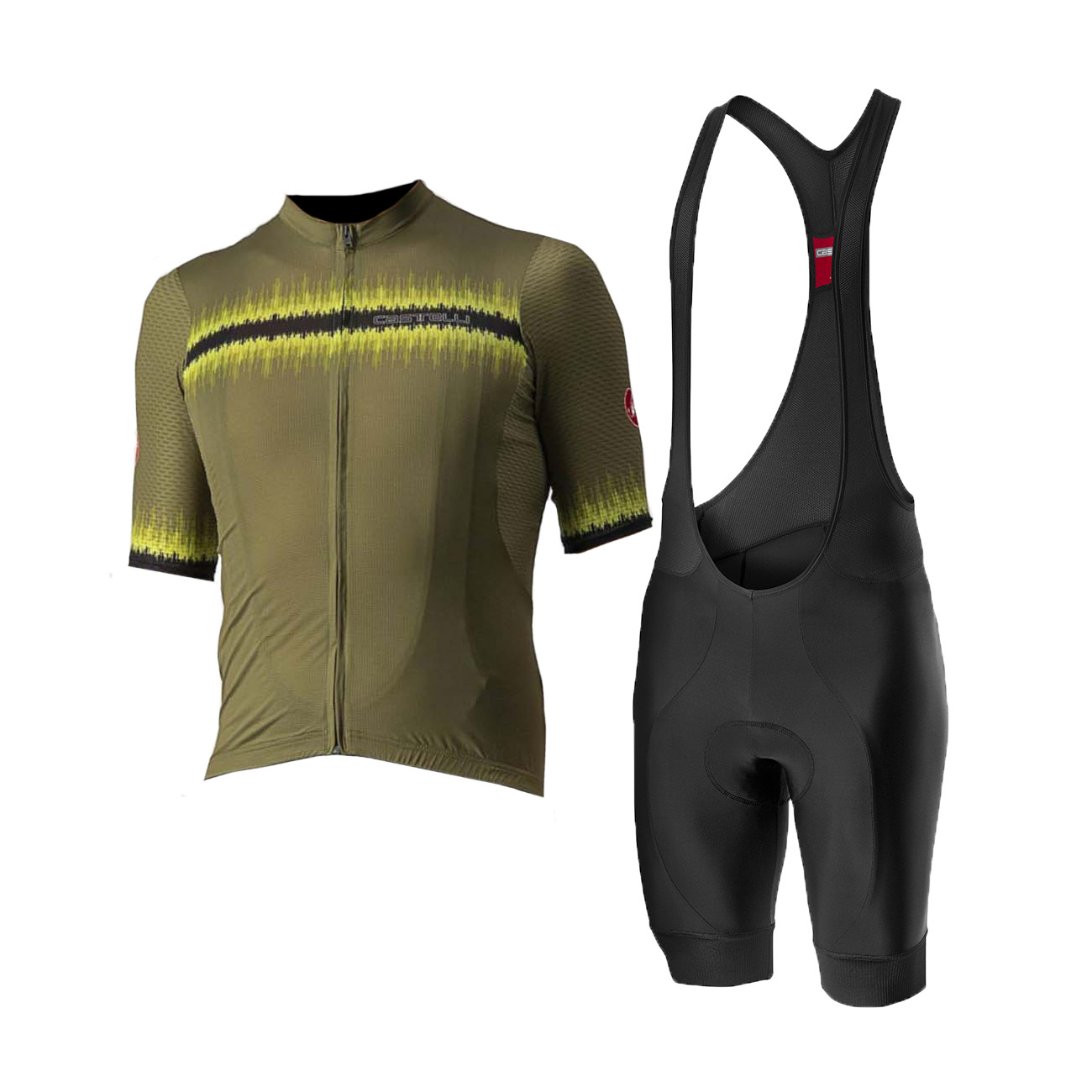 
                CASTELLI Cyklistický krátký dres a krátké kalhoty - GRIMPEUR - černá/zelená
            