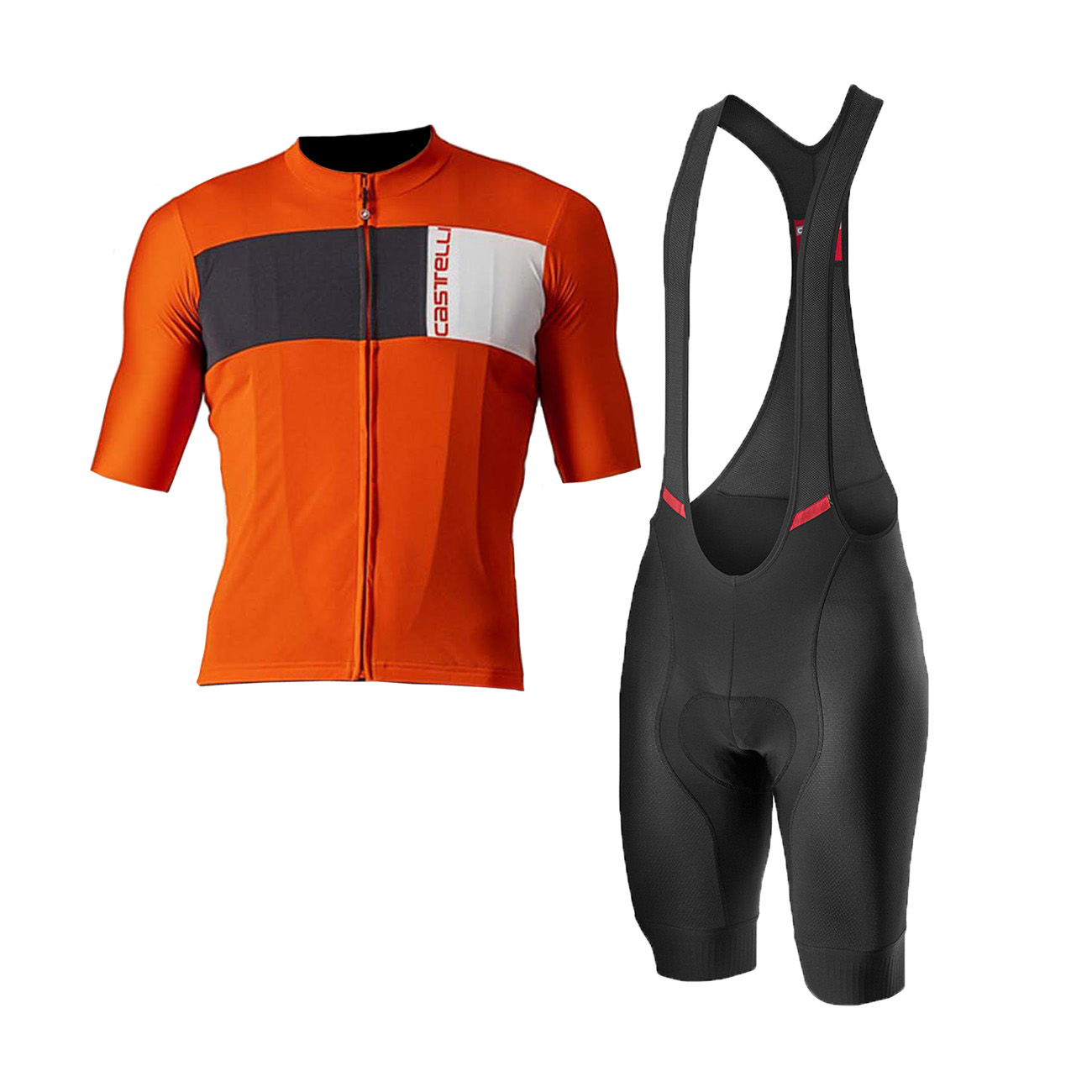 
                CASTELLI Cyklistický krátký dres a krátké kalhoty - PROLOGO VII - ivory/černá/oranžová
            