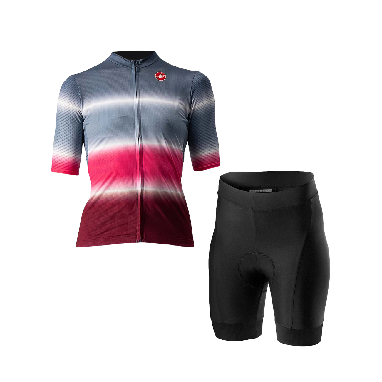 Levně CASTELLI Cyklistický krátký dres a krátké kalhoty - DOLCE LADY - černá/červená/modrá