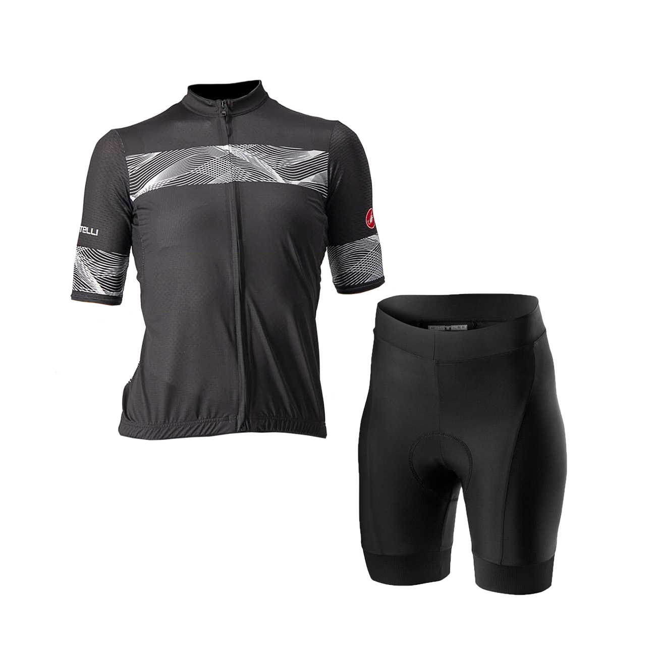
                CASTELLI Cyklistický krátký dres a krátké kalhoty - FENICE LADY - černá/bílá
            