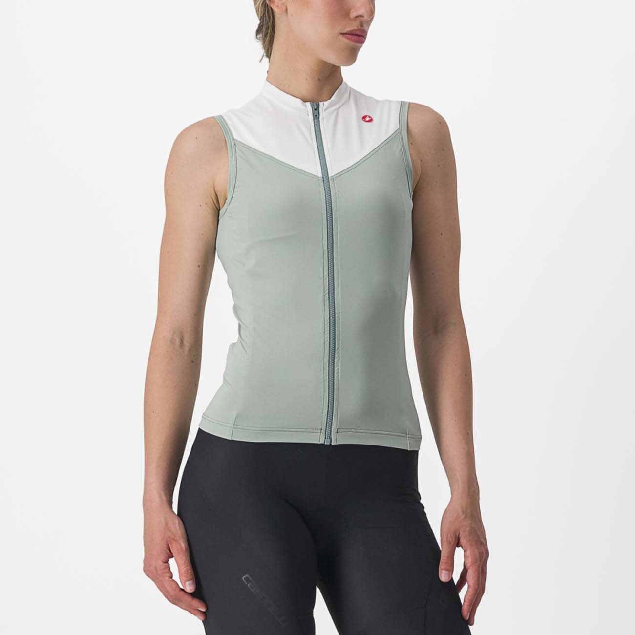 
                CASTELLI Cyklistický dres bez rukávů - SOLARIS LADY - ivory/zelená XL
            
