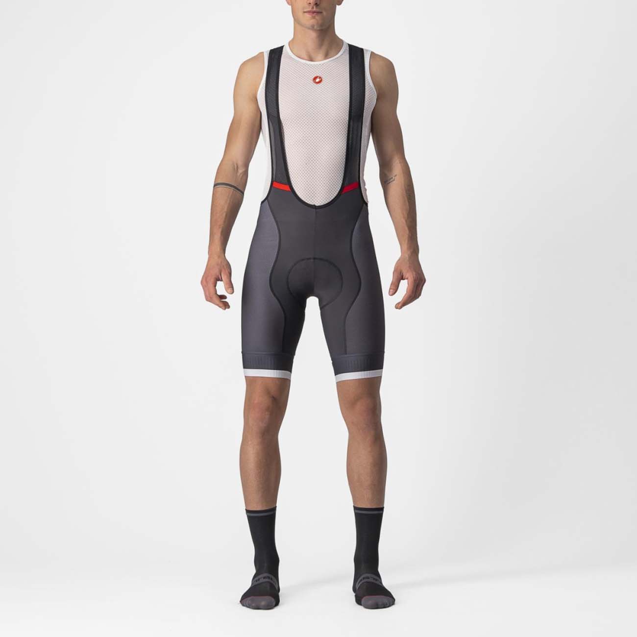 
                CASTELLI Cyklistické kalhoty krátké s laclem - COMPETIZION KIT - šedá
            