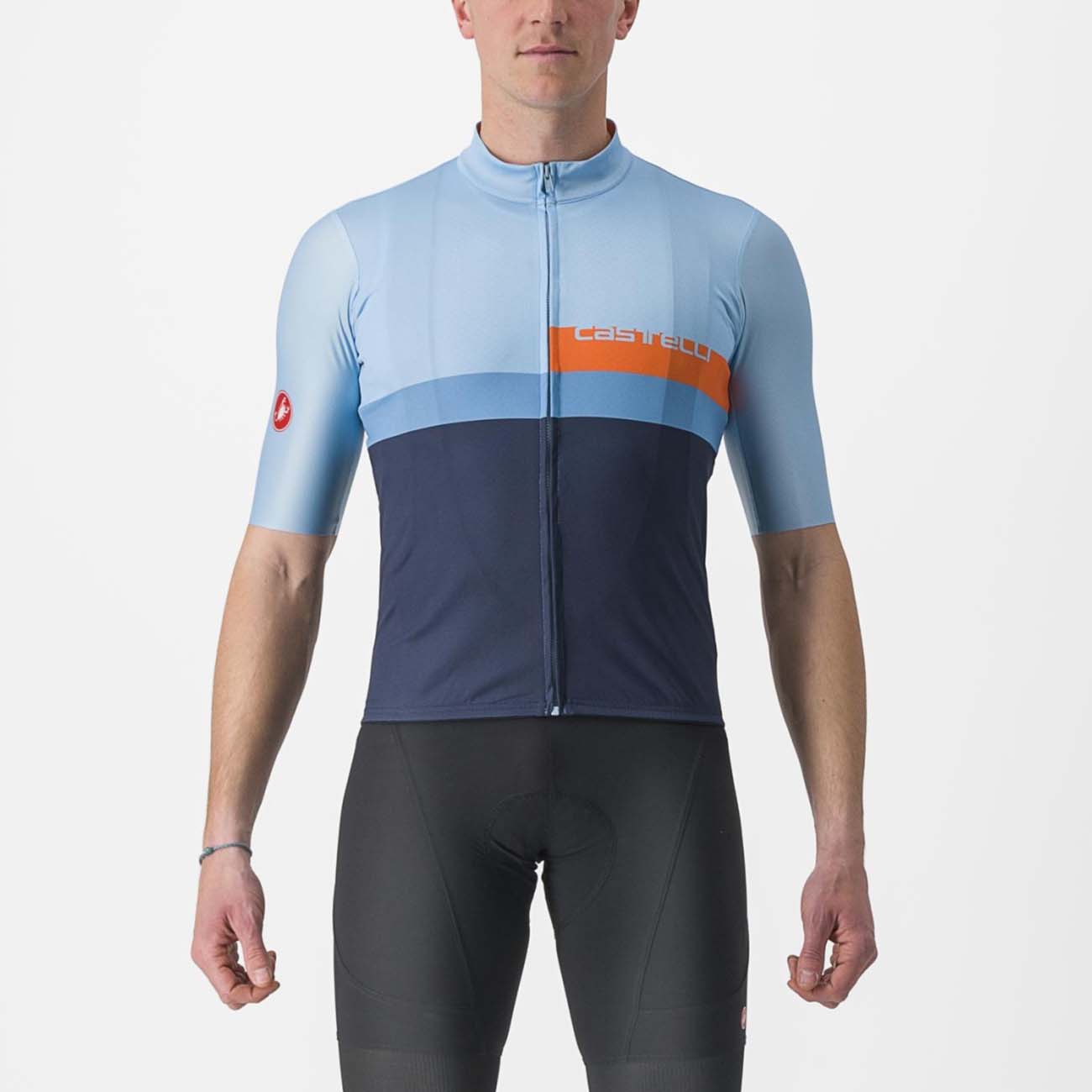 
                CASTELLI Cyklistický dres s krátkým rukávem - A BLOCCO - modrá/oranžová 3XL
            