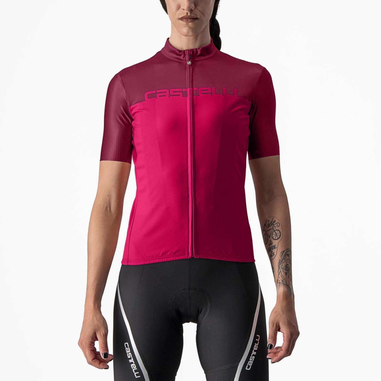 
                CASTELLI Cyklistický dres s krátkým rukávem - VELOCISSIMA LADY - červená/růžová M
            