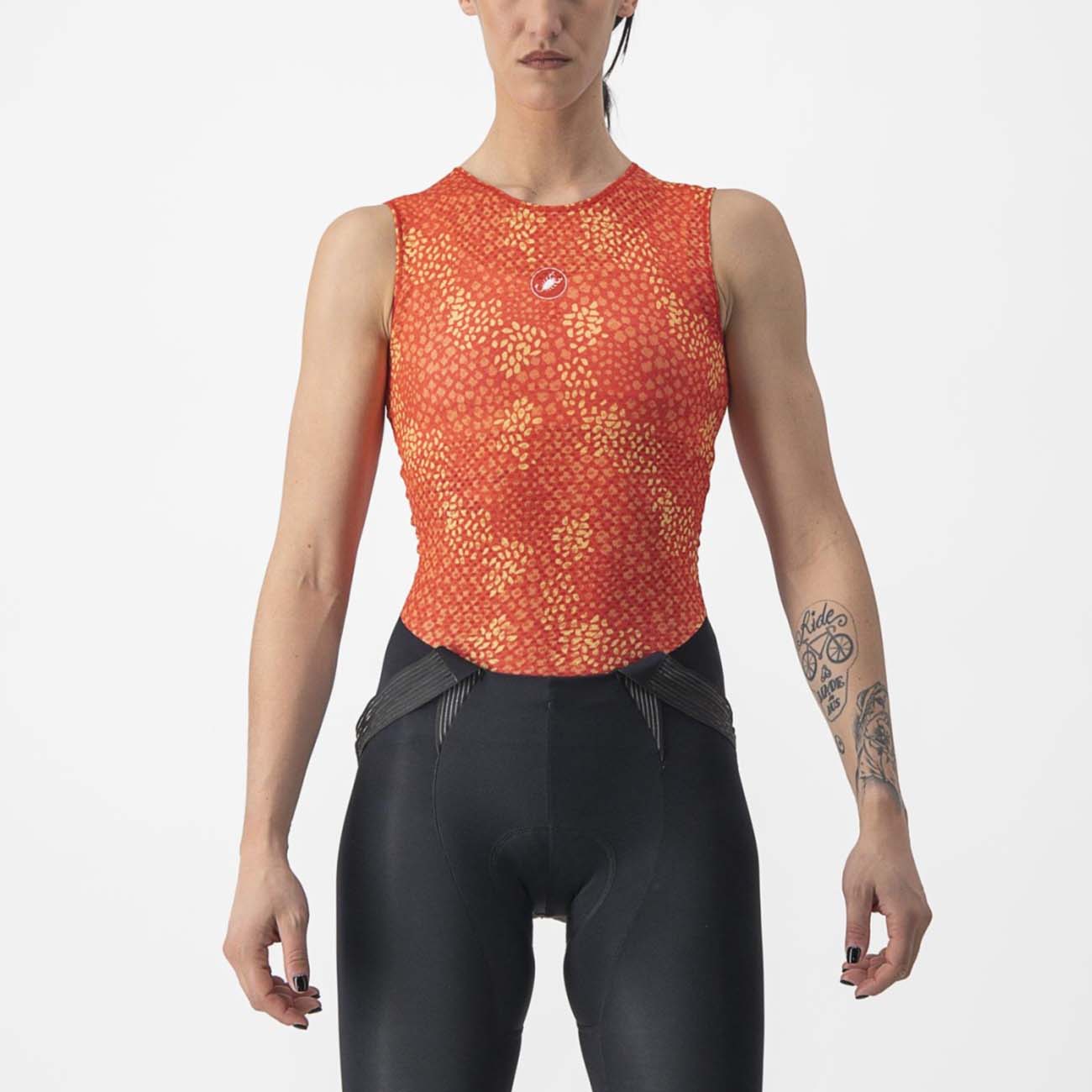 
                CASTELLI Cyklistické triko bez rukávů - PRO MESH 4 W LADY - vícebarevná/oranžová L
            