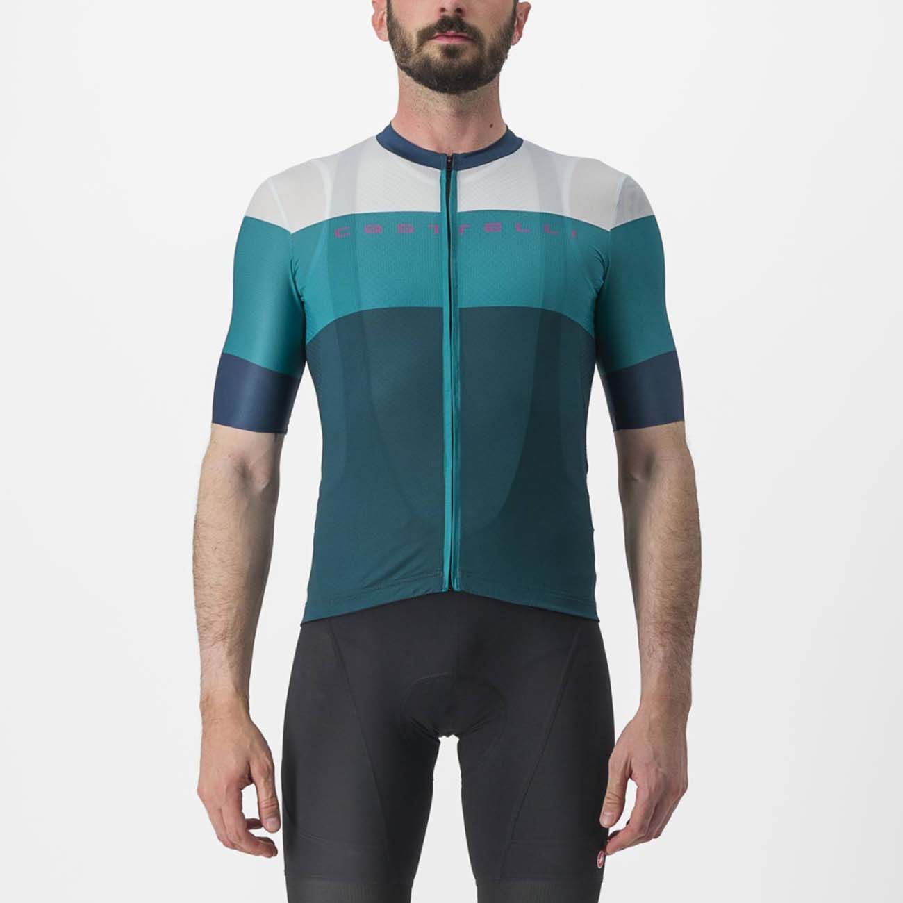 
                CASTELLI Cyklistický dres s krátkým rukávem - SEZIONE - zelená 3XL
            