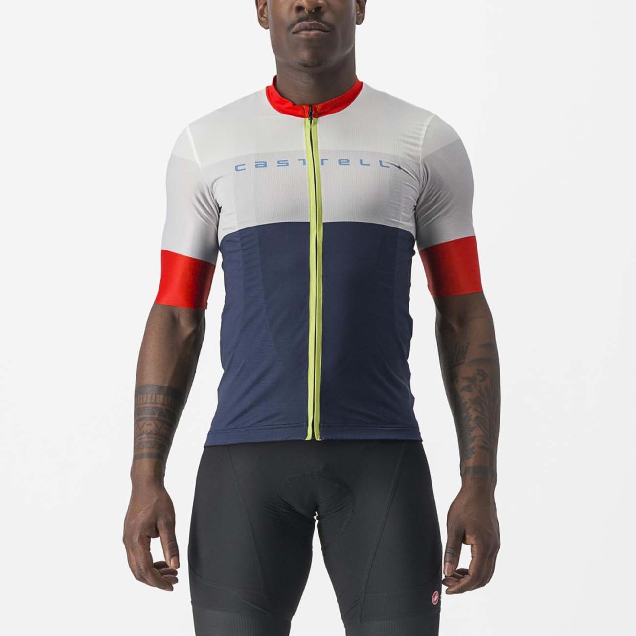 CASTELLI Cyklistický dres s krátkým rukávem - SEZIONE - ivory/červená/modrá M
