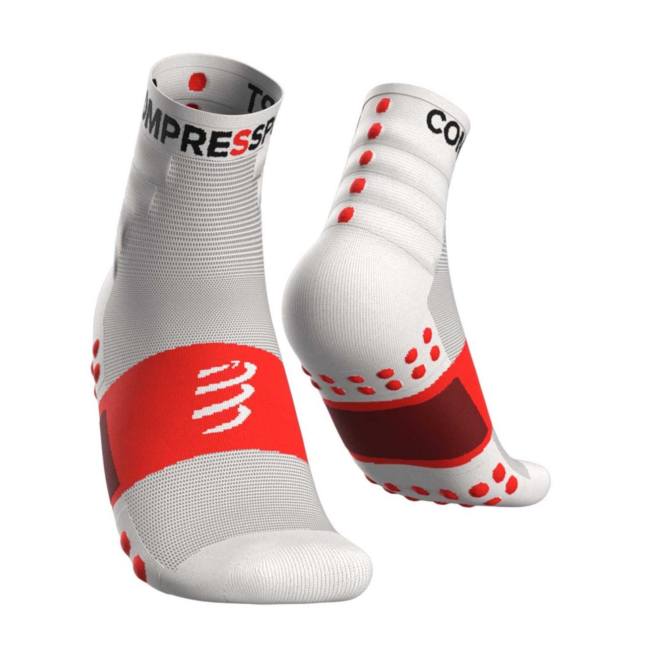 
                COMPRESSPORT Cyklistické ponožky klasické - TRAINING - bílá/červená 42-44
            