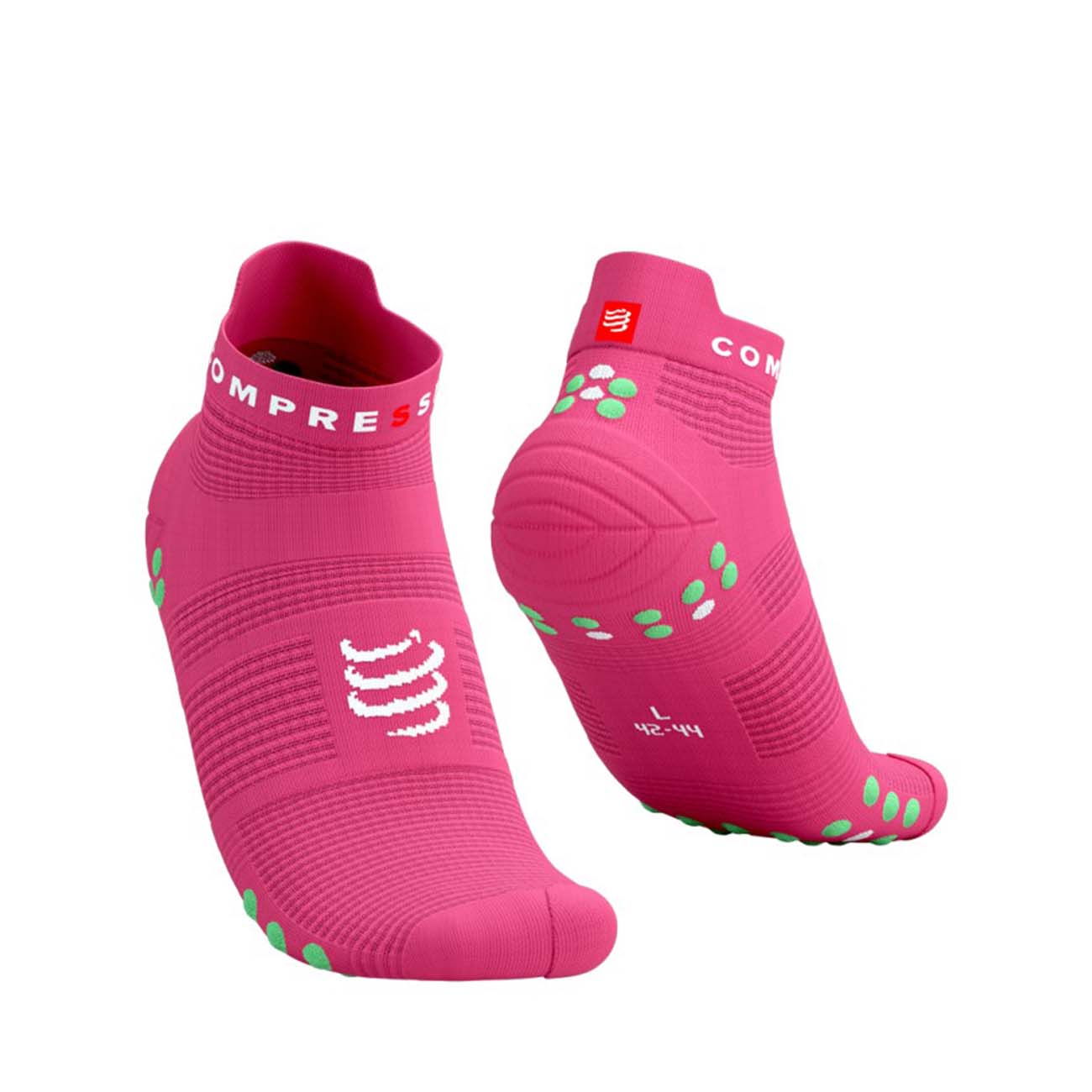 
                COMPRESSPORT Cyklistické ponožky kotníkové - PRO RACING 4.0 RUN - růžová/zelená
            