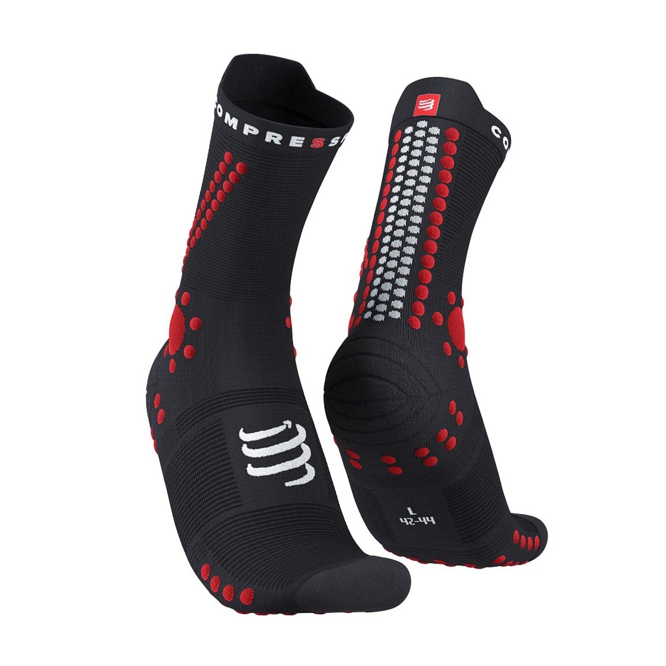 Levně COMPRESSPORT Cyklistické ponožky klasické - PRO RACING 4.0 TRAIL - černá/červená 35-38