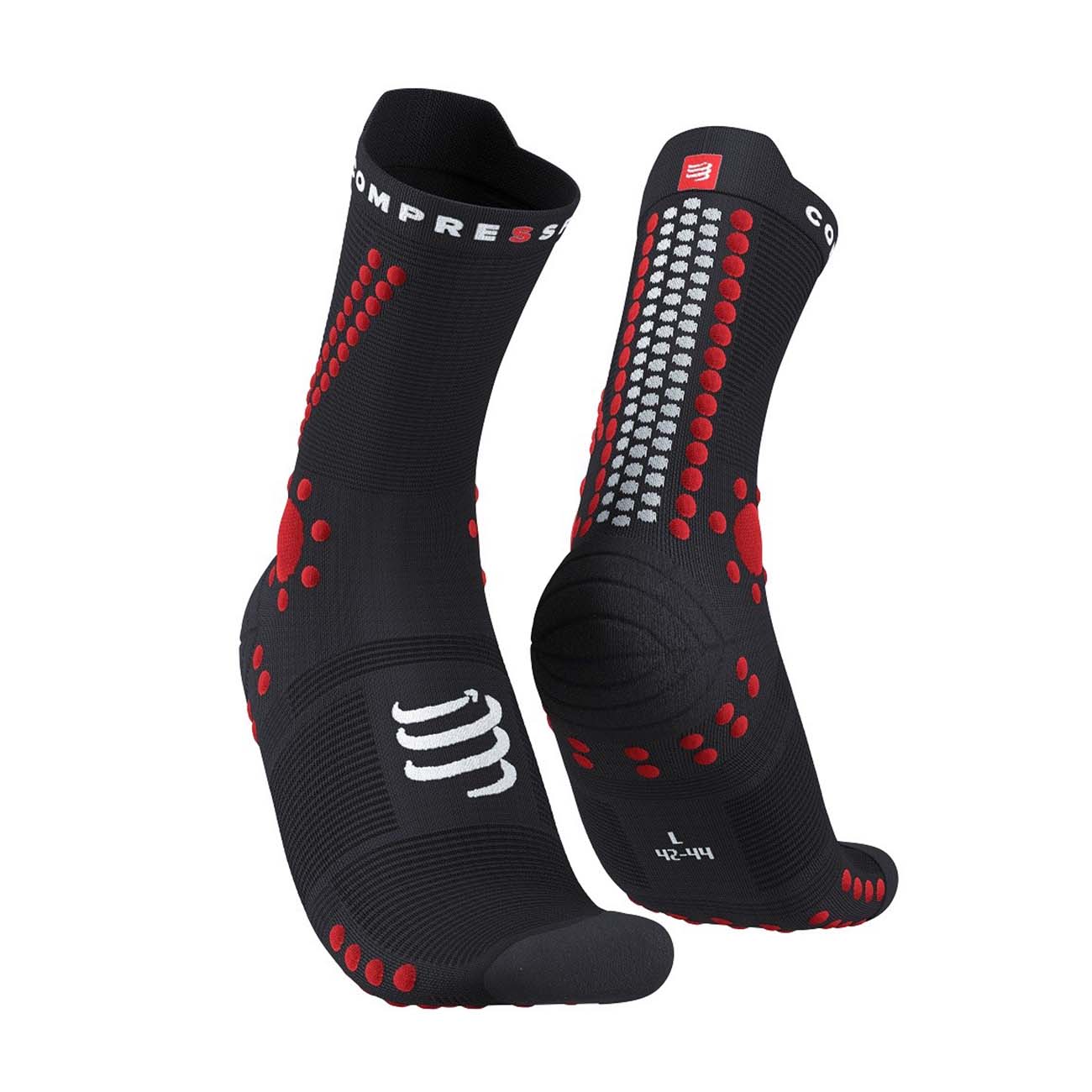 
                COMPRESSPORT Cyklistické ponožky klasické - PRO RACING 4.0 TRAIL - červená/černá
            