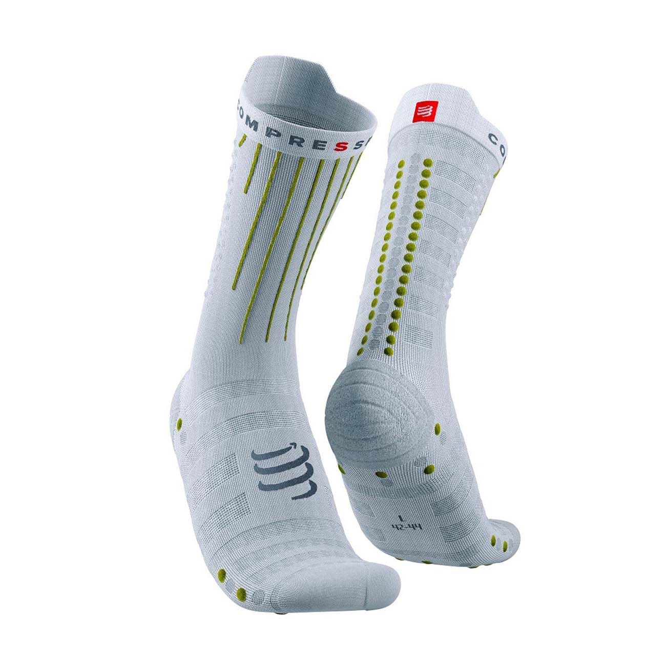 
                COMPRESSPORT Cyklistické ponožky klasické - AERO - bílá/žlutá 45-48
            