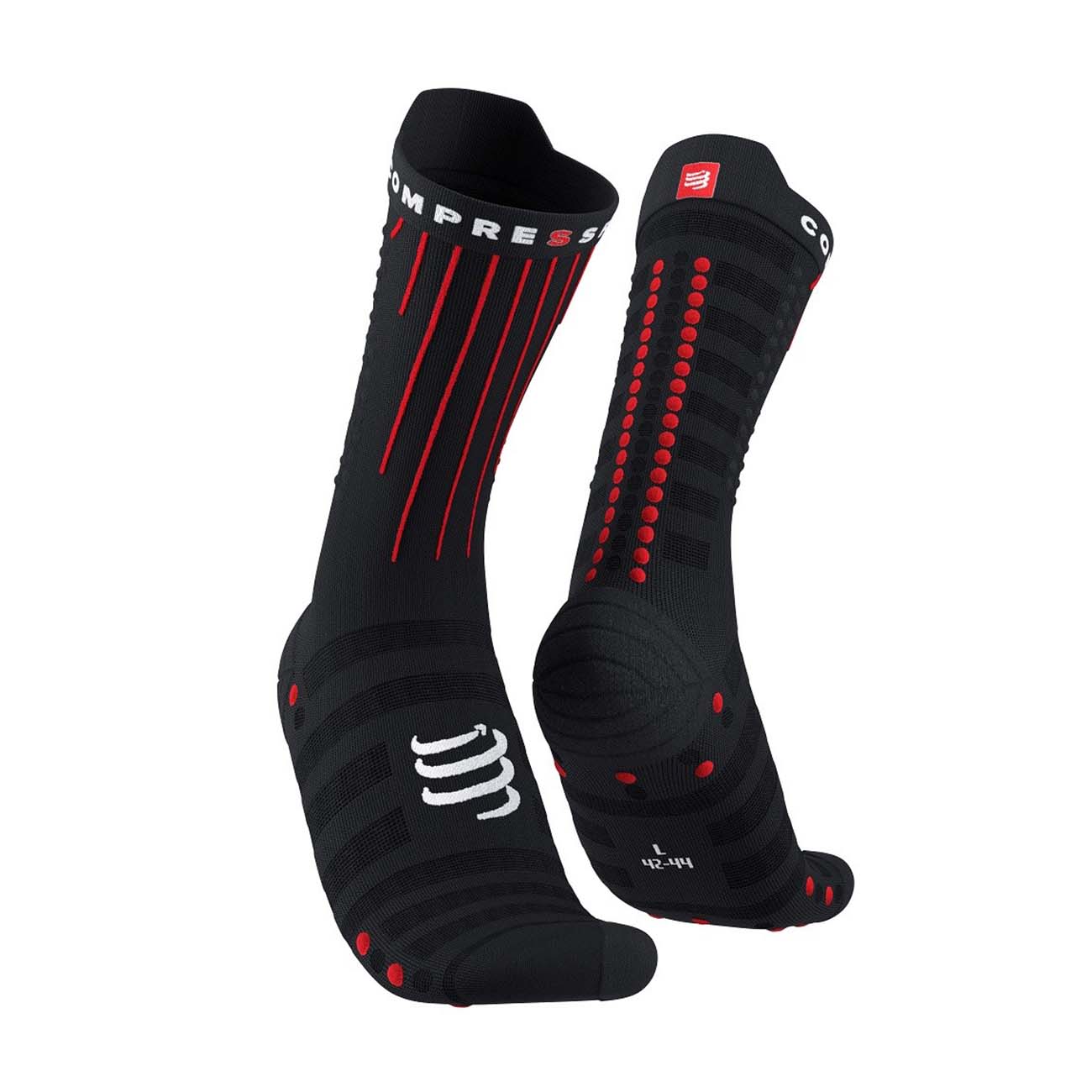 COMPRESSPORT Klasszikus kerékpáros zokni - AERO - piros/fekete 39-41