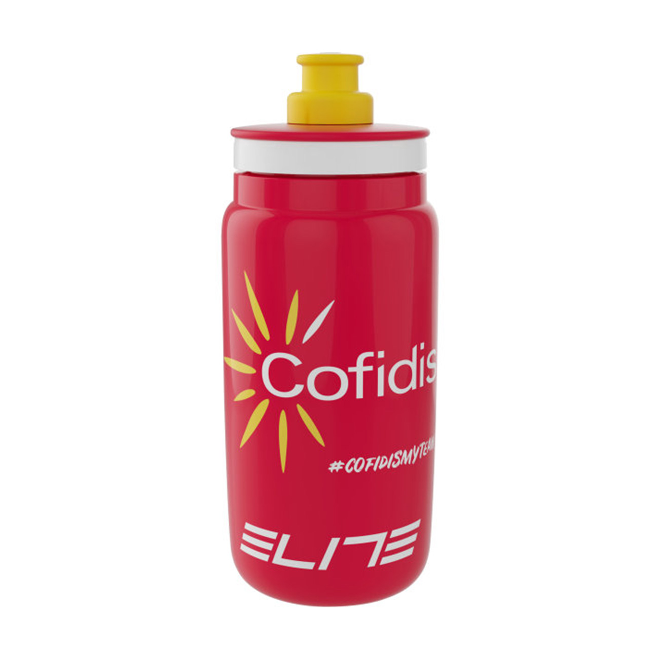 Levně ELITE Cyklistická láhev na vodu - FLY COFIDIS 550ml - bílá/červená