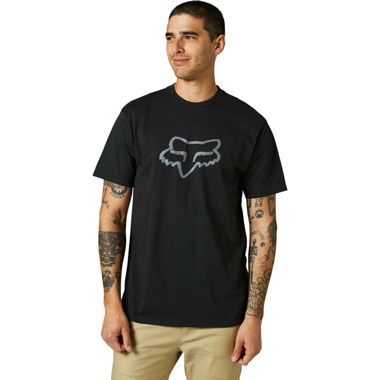 FOX Cyklistické triko s krátkým rukávem - LEGACY FOX HEAD - černá L