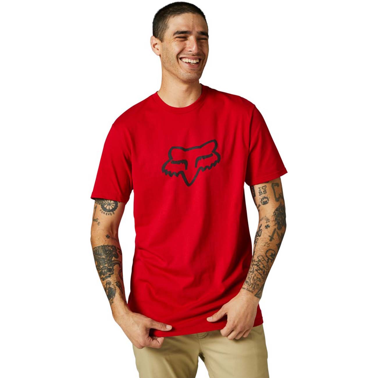 
                FOX Cyklistické triko s krátkým rukávem - LEGACY FOX HEAD - červená M
            