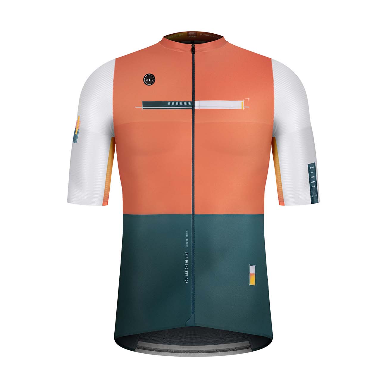 
                GOBIK Cyklistický dres s krátkým rukávem - ATTITUDE 2.0  - oranžová/bílá/zelená 2XS
            