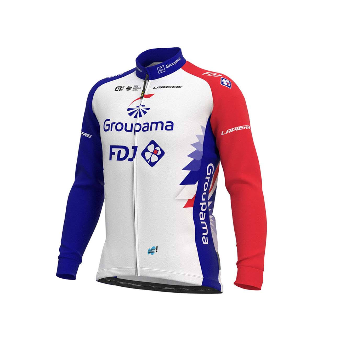 Levně ALÉ Cyklistický dres s dlouhým rukávem zimní - GROUPAMA FDJ 2021 - červená/modrá/bílá