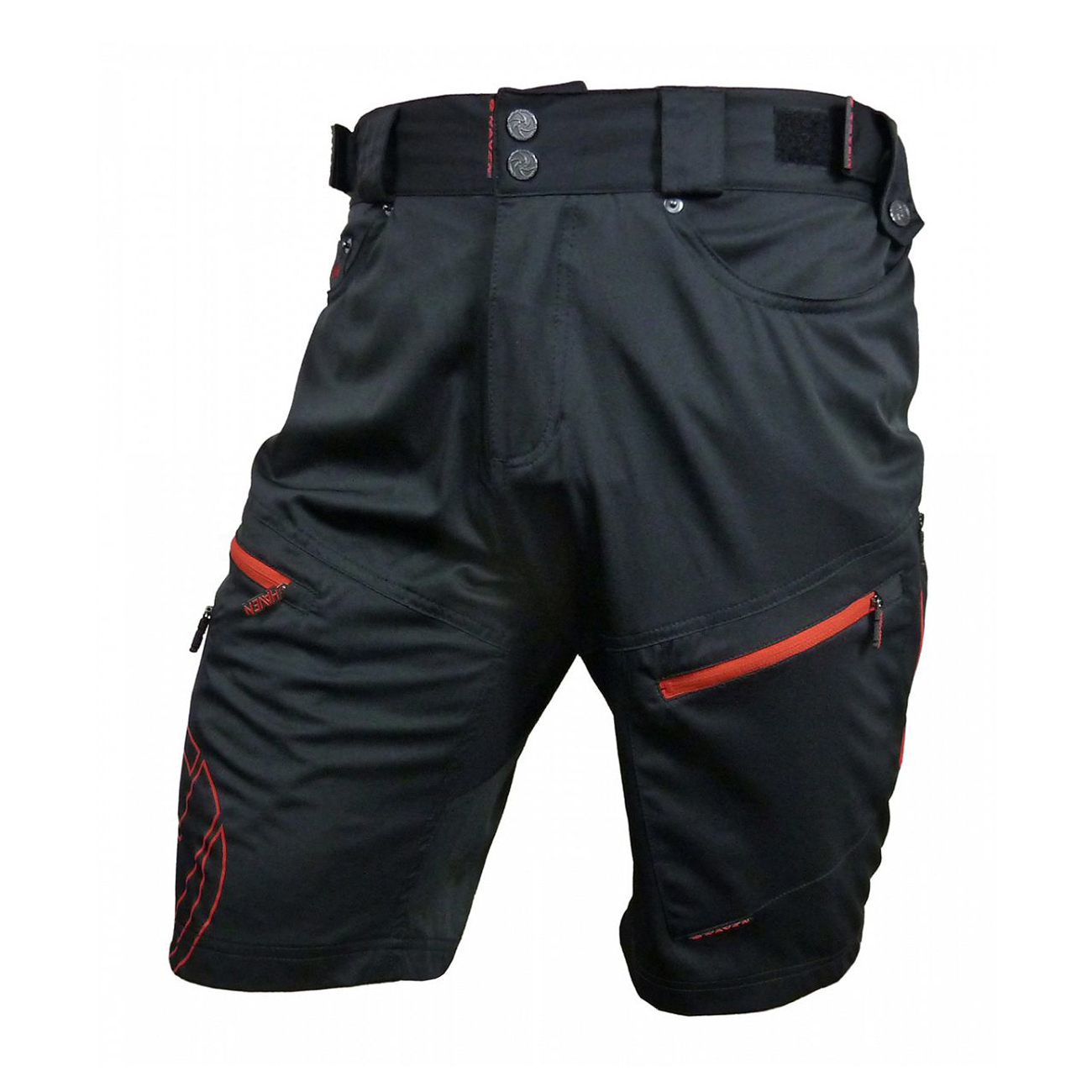 
                HAVEN Cyklistické kalhoty krátké bez laclu - NAVAHO SLIMFIT - černá/červená XL
            