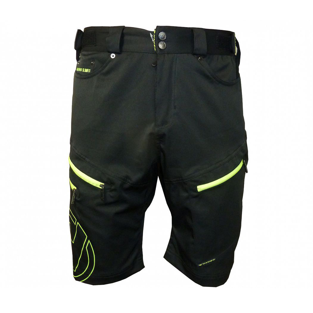 
                HAVEN Cyklistické kalhoty krátké bez laclu - NAVAHO SLIMFIT - černá/zelená 3XL
            