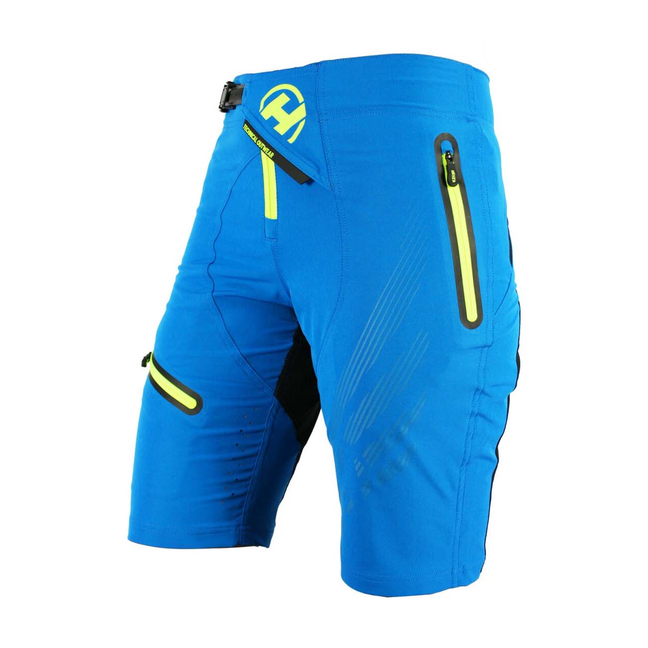 HAVEN Cyklistické kalhoty krátké bez laclu - ENERGY LADY - žlutá/modrá 2XL
