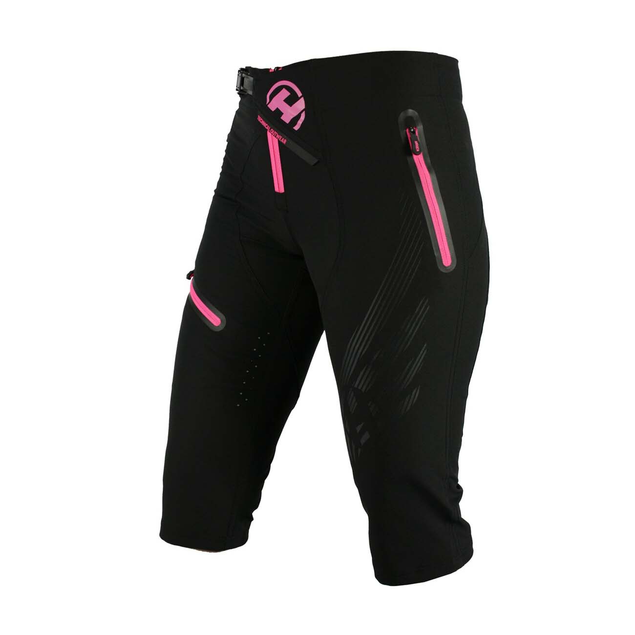HAVEN Cyklistické kalhoty krátké bez laclu - ENERGY THREEQ 3/4 W - černá/růžová XS