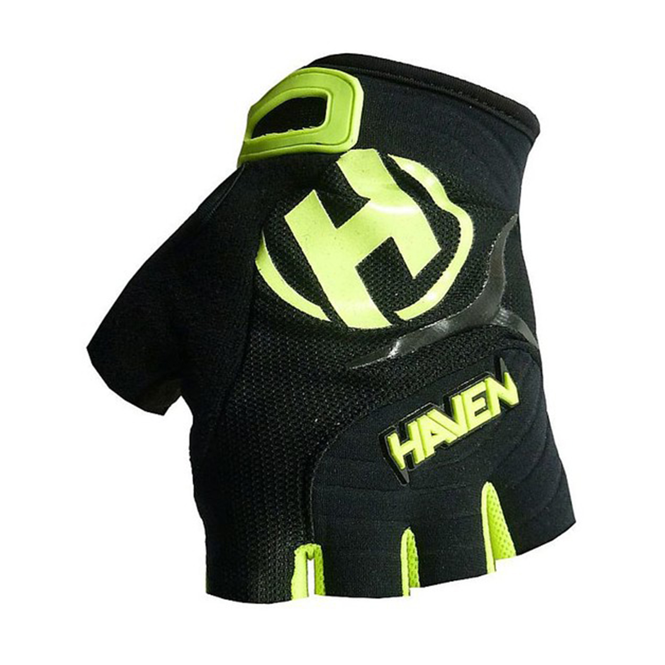 
                HAVEN Cyklistické rukavice krátkoprsté - DEMO KIDS - černá/zelená 2 (6-7Y)
            