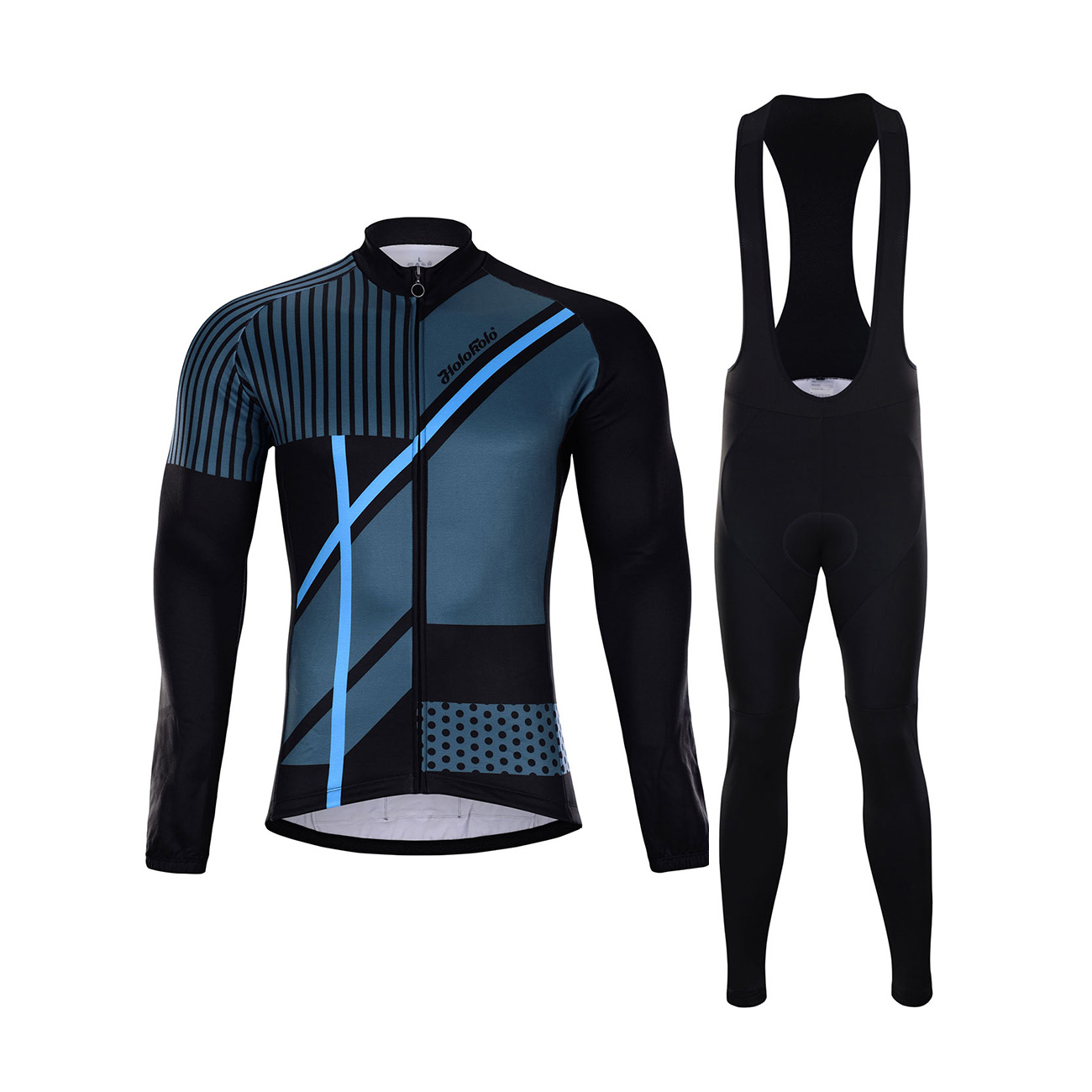 
                HOLOKOLO Cyklistický zimní dres a kalhoty - TRACE BLUE WINTER - černá/modrá
            