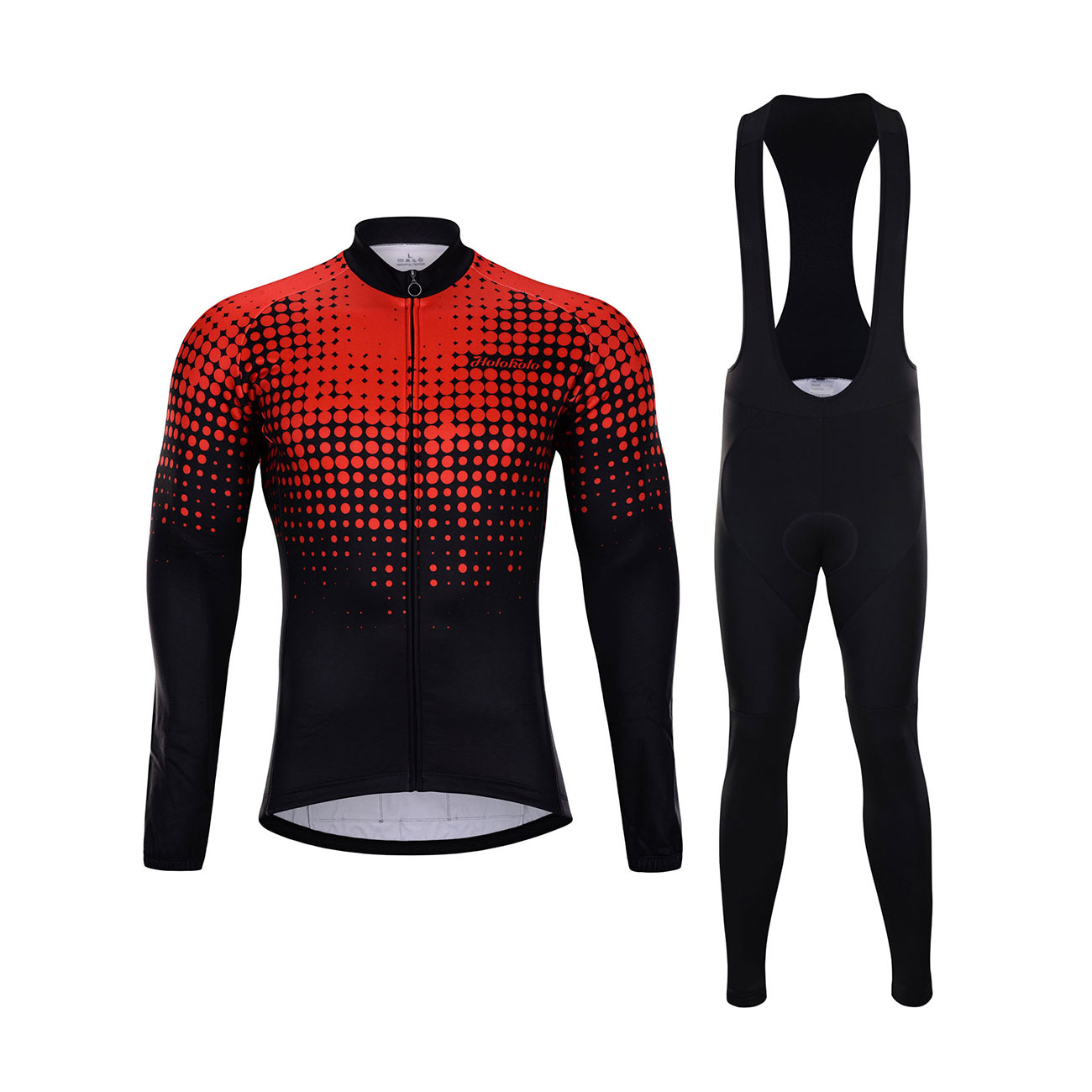 
                HOLOKOLO Cyklistický zimní dres a kalhoty - INFRARED WINTER  - černá/červená
            