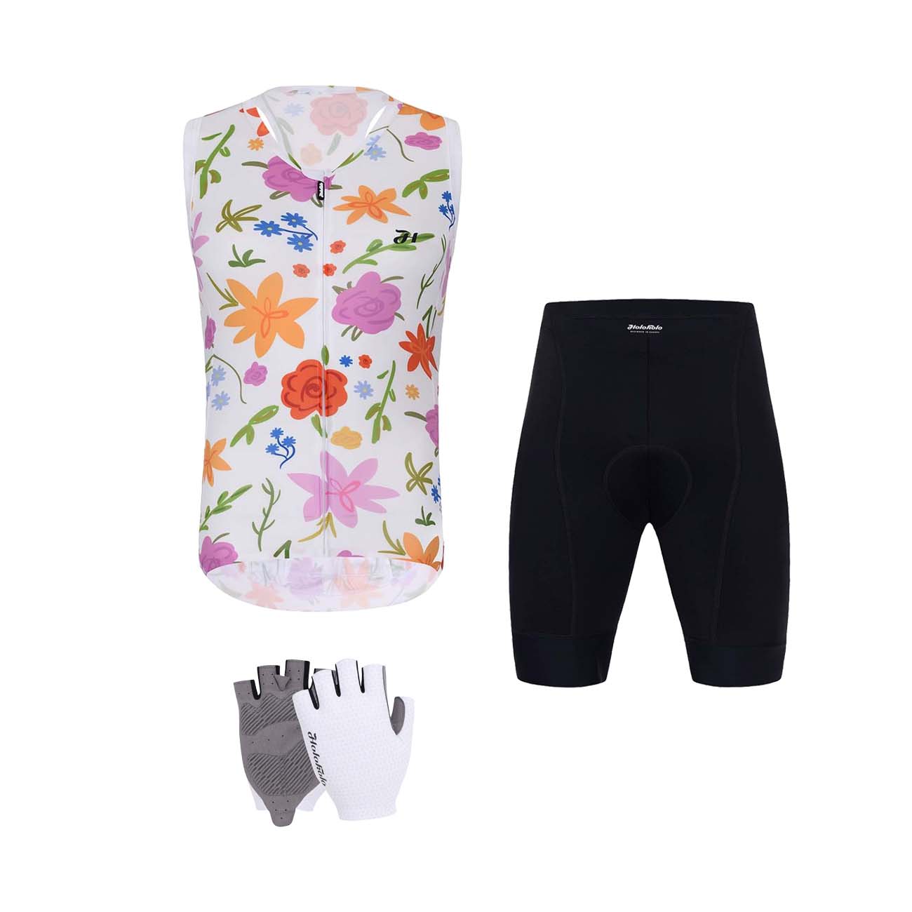 
                HOLOKOLO Cyklistický mega set - FLORAL ELITE LADY - bílá/černá/vícebarevná
            