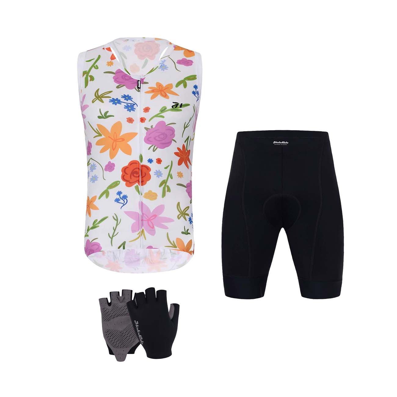 
                HOLOKOLO Cyklistický mega set - FLORAL ELITE LADY - černá/vícebarevná/bílá
            