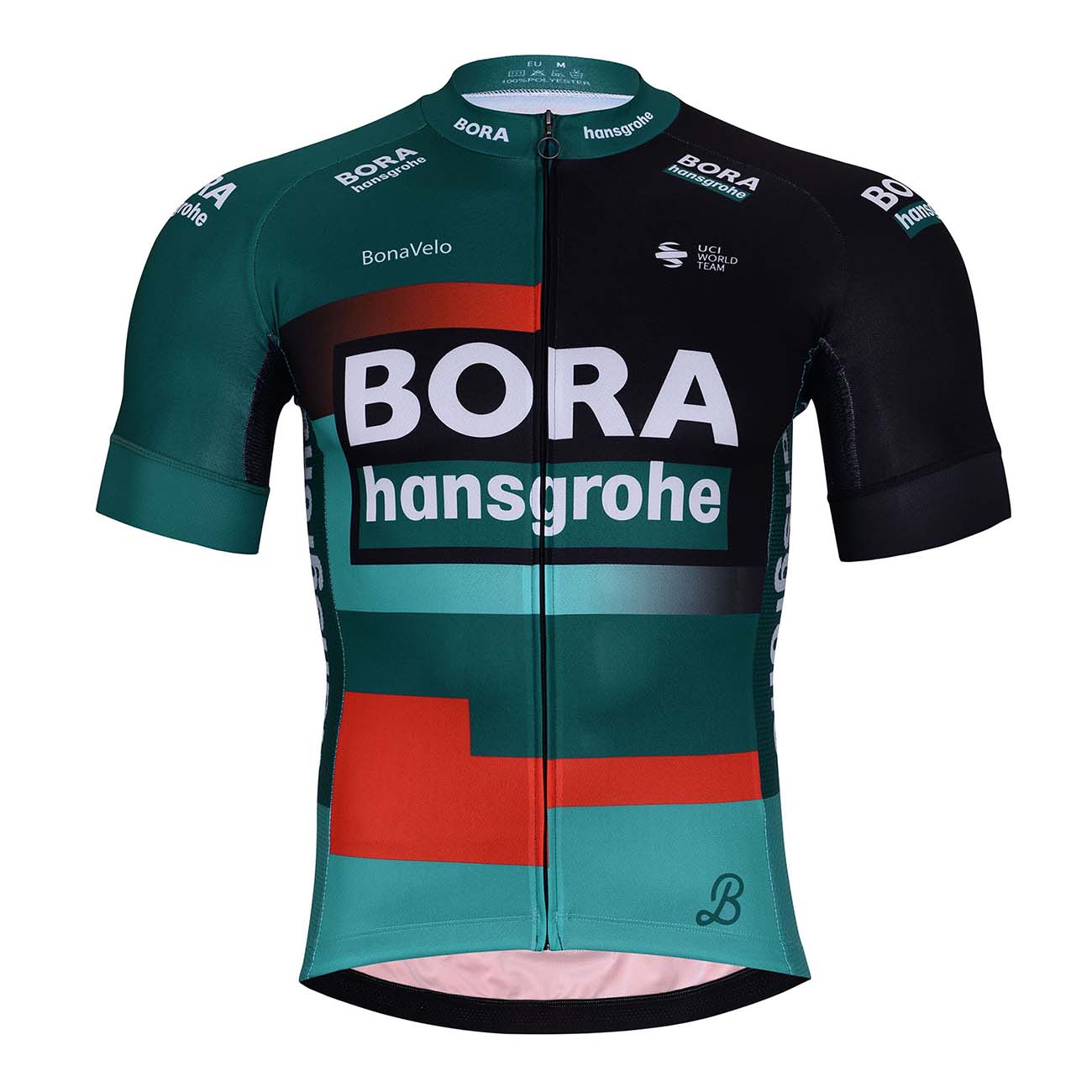 
                BONAVELO Cyklistický dres s krátkým rukávem - BORA 2023 - černá/zelená/červená 3XL
            