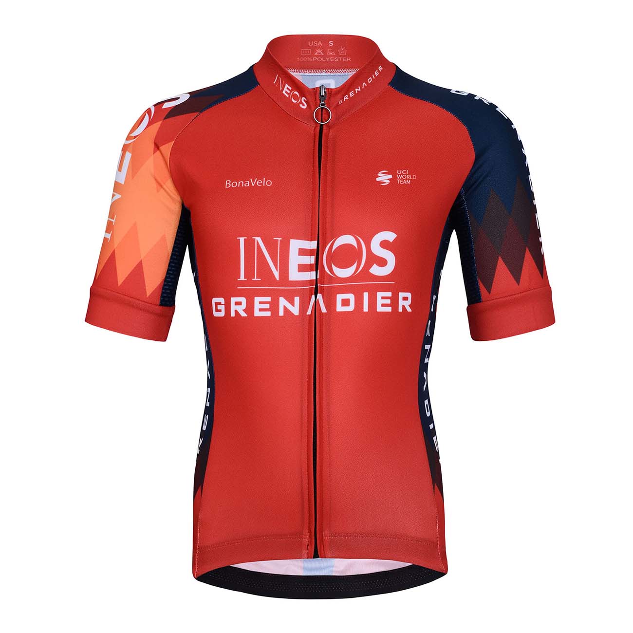 
                BONAVELO Cyklistický dres s krátkým rukávem - INEOS 2024 KIDS - červená/modrá L-155cm
            