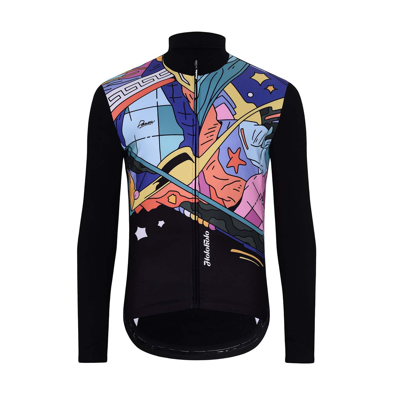 
                HOLOKOLO Cyklistický dres s dlouhým rukávem zimní - FANTASY WINTER - černá/vícebarevná XL
            