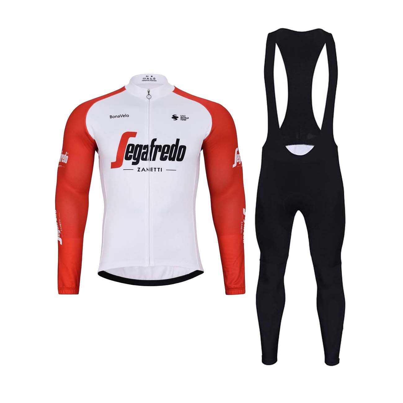 
                BONAVELO Cyklistický zimní dres a kalhoty - TREK 2023 WINTER - černá/bílá/červená
            